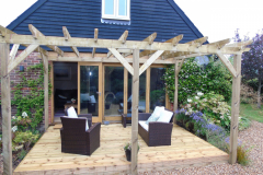 Oak timber garden gazebo with decking